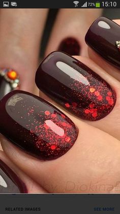 Birthday Nail Art, Nail Design Glitter, Nail Art Photos, Glitter Manicure, Elegant Nail Art, Fall Gel Nails, Easy Nails, Cute Nail Art Designs, Gel Nail Colors