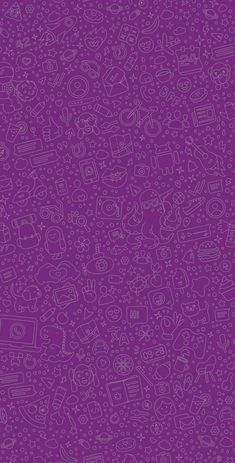 a purple background with white doodles on the top and bottom corner, in different colors