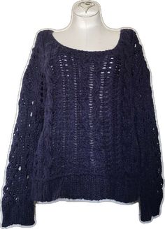 Purple Knit, Boxy Sweater, Heavy Knit, Knit Pullover, Deep Purple, Knitted Pullover, Wool Blend, Free People, Wool