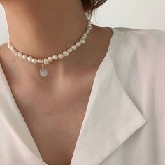 New Synthetic Pearl Choker Necklace 14" To 16" Inches Adjustable. Large Pearl Necklace, Moonstone Pendant Necklace, Real Pearl Necklace, Choker Style Necklace, Pearl Choker Necklace, Necklace White, Chain Choker Necklace, Birthday Jewelry Gift, Jewelry Choker