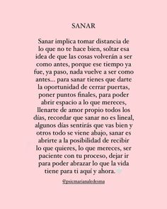 a pink background with the words sanar in spanish