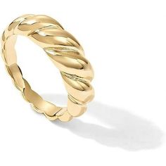 Your new must-have accessory. The PAVOI 14K gold-plated croissant dome ring is right on trend. With a twisted braided design, this chunky signet ring can be worn alone or stacked on your finger for an expertly styled look. Materials: 14K yellow gold, rose gold or white gold plated Measurements: Width: 7mm(.28"), Height: 3.7mm(.15"). Ring Sizes:# 5, 6, 7, 8, 9 Hypoallergenic; nickel, lead, and cadmium free Gender: female.  Age Group: adult. Collage Cutouts, Full Finger Rings, Expensive Rings, Womens Ring, Chunky Ring, Dome Ring, Chunky Rings, Jewelry Images, Domed Ring