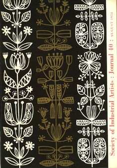 an intricately designed design with flowers and leaves in gold on black background, from the book