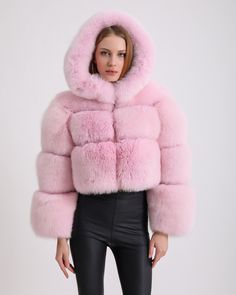 *The jacket can be used in 4 different modes, *The hood, shoulders and sleeves are removable. *Made from 100% Real Natural Quality Fur and Leather * It would be a great choice to reward yourself or your loved ones. *The product will be shipped within 1-3 business days after your order. * Keeps It Soft and Warm Enough *All your wholesale and retail orders are made * We produce each product carefully by hand in our own workshop and ship it all over the world. * For your special orders, please feel Hooded Fluffy Faux Fur Coat, Hooded Faux Fur Coat With Fluffy Detail, Fluffy Hooded Faux Fur Coat, Spring Fluffy Faux Fur Coat, Pink Faux Fur Coat For Winter, Winter Pink Fluffy Fur Coat, Pink Hooded Fur Coat With Faux Fur Trim, Spring Hooded Faux Fur Coat, Fluffy Faux Fur Coat For Winter