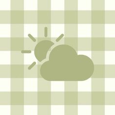 a green and white checkered table cloth with an image of a weather cloud on it