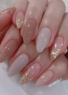 Kutek Disney, Nails Yellow, Ombre Nails Glitter, Nude Nail, Fancy Nails Designs, Neutral Nails, Elegant Nails, Bridal Nails, Classy Nails