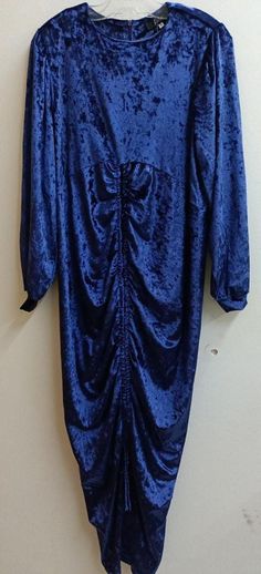 Blue Crushed Velvet Dress without waist. 55230469 Crushed Velvet Dress, Blue Crush, Crushed Velvet, Velvet Dress, Xl Dress, Dresses Xs, Blue Dresses, Velvet, Navy