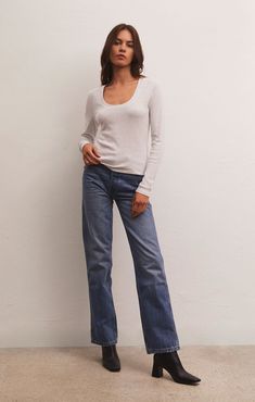 It's all sleek lines and elevated feels with the Sirena Rib Long Sleeve Tee. This perfect fitted layering piece can be worn with anything, tucked or untucked. Effortless Long Sleeve Tops For Casual Gatherings, Classic Scoop Neck Tops For Layering, Classic Long Sleeve Stretch Top For Spring, Classic Stretch Long Sleeve Top For Spring, Classic Long Sleeve Top For Spring, Casual Fitted Long Sleeve Top For Layering, Effortless Fitted Tops For Everyday, Casual Long Sleeve Scoop Neck Top For Layering, Classic Tops For Layering In Fall