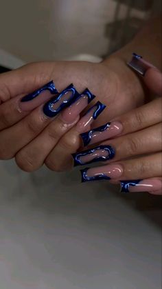 #bluenailart #naildesign After Prom Outfit Parties, Astronaut Nails, Blue Freestyle Nails, Medium Nail Designs, Chris Brown Concert, Concert Fit, Acrylic Toe Nails, Blue Acrylic Nails, Short Square Acrylic Nails