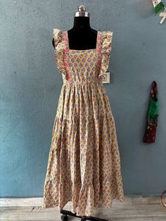 Block print Dress,Indian Cotton Dress,Cotton IndianDress,Handblock Print Dress,Indian Block Print,Indian Dress,Hand Print Dress Block Print Dress Indian, Indian Cotton Dress, Indian Block Print, Indian Dress, Hand Print