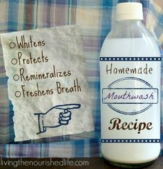 Homemade Mouthwash Recipe - Whitens and Remineralizes Teeth - The Nourished Life Homemade Toothpaste, Whiten Teeth, Pasta Dental, Sinful Colors, Homemade Remedies, Natural Diy