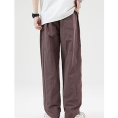 Summer Woven Gray Cargo Pants Fabric: Nylon Size: S, M, L, XL, 2XL Multiple Color Selections: Coffee, Gray  Season: Spring, Fall, Summer Brown Baggy Straight Leg Parachute Pants, Brown Baggy Pants For Outdoor, Brown Parachute Pants With Side Pockets, Brown Relaxed Fit Full Length Parachute Pants, Brown Relaxed Fit Parachute Pants, Brown Relaxed Fit Parachute Trousers, Brown Ankle-length Casual Cargo Pants, Brown Straight Parachute Pants With Side Pockets, Brown Relaxed Fit Straight Parachute Pants