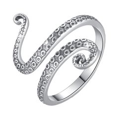 PRICES MAY VARY. 💞Women's Open Ring💞 This octopus open ring is designed with snake shape, it has a simple yet stylish design, and it takes well your pursuit of niche and unique design sense, this octopus ring is specially designed for you. 💞S925 Sterling Silver Rings💞 Ring is made of S925 sterling silver material, using polished and oxidized silver technology, nickel-free, lead-free, cadmium-free and hypoallergenic, safe for sensitive skin. The ring can keep the luster for a long time and it Rings Snake, Leaf Rings, Initial Rings, Snake Rings, Octopus Ring, Rings Adjustable, Simple Rings, Couples Ring, Open Rings