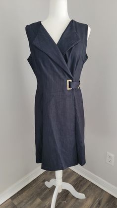 Calvin Klein faux wrap dress Marked size 10 Sleeveless  Measurements flat Shoulders 14" Pit to pit 17" Waist 15" Hips 17 1/2" Length 37 1/2" Calvin Klein Dresses Calvin Klein, Calvin Kline Dresses, Faux Wrap Dress, Dress Clothes For Women, Favorite Outfit, Wrap Dress, Sleeveless Top, Calvin Klein, Art Collection