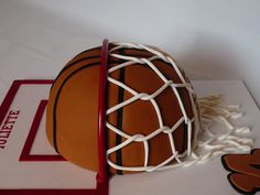 a cake made to look like a basketball