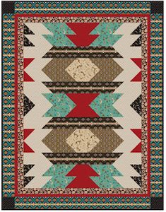 a rug with an abstract design on the front and back side, in red, green,