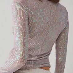 Georges Glittery Sequins Long Sleeve Top By Free People Slim Fitting With Crew Neckline. Color: Champagne Float Combo - Color Looks Like Mermaid With Elements Of Blue And Pink Shimmer. Size: S I Think It Was Mis-Marked As It Fits Like Small Even Though The Label Says It Is Xs. Measurements For Size Small Sleeve: 26 In Bust: 30.5 In Length: 26 In Brand New With Tags. Glitter Tops For Winter Night Out, Fitted Glitter Tops For Winter, Sparkling Fitted Tops For Fall, Fitted Sparkling Tops For Fall, Fitted Shimmer Tops In Lurex, Fitted Shimmer Lurex Tops, Metallic Sparkling Fitted Tops, Fitted Metallic Sparkling Tops, Long Sleeve Glitter Print Party Top