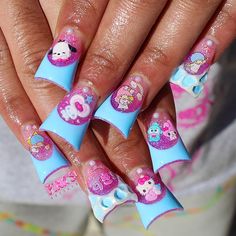 Coquette Duck Nails, Pink Duck Nails, Feminine Nails, Pink Duck, Kiki Lala