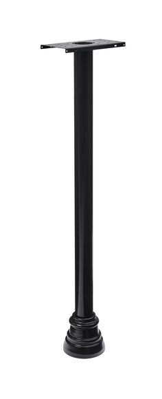 a black table with a pedestal on the top and one leg in the shape of a column