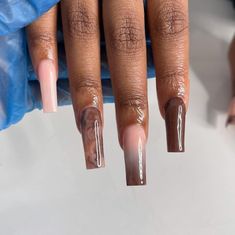 Trending Nail Colors, Nail Colors And Designs, Acrylic Nails Nude, Brown Acrylic Nails, Homecoming Nails Acrylic, Long Acrylic Nails Coffin, Nail Design Ideas, Long Square Acrylic Nails, Glam Nails