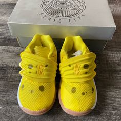 Nike Kids Kyrie 5 Spongebob Sneakers - Brand New, Never Worn, With Box. Yellow Low-top Sneakers For Playtime, Playful Yellow Sneakers For Playtime, Spongebob Sneakers, Kyrie 5 Spongebob, Nike Vapor Max, Kyrie 5, Nike Air Jordan 6, Orange Sneakers, Nike Yellow