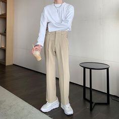 Trousers with adjustable waist - The Korean Fashion Spring Outfits For School, 2000s Clothes, Harajuku 90s, Hoodie Cardigan, غرفة ملابس, Outfits Men, Suit Pants, Inspired Fashion, Type Of Pants