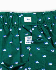 Soft cotton. Comfortable fit. This classic boxer short is all about the Skipjack – shown in the fabric, on the front label, and on the laser engraved button. We finish it off with a playful catchphrase sewn into the button fly. Style: 4100 Green Cotton Boxer Briefs, Casual Green Cotton Boxer Briefs, Father Son Outfits, Cotton Boxer Shorts, Mens Boxer Shorts, Boys Swim Trunks, Sophisticated Dress, Catch Phrase, Cute Swimsuits