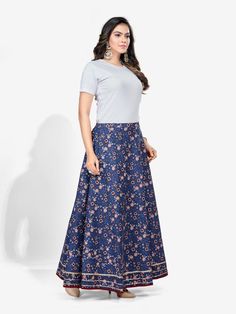 Be the center of attention at a get together by wearing this attractive skirt from Riafashions Pair this up with a contrast top for a ravishing look. Flowy Skirt For Festive Summer Events, Festive Flared Skirt For Summer, Festive Tiered Skirt For Summer, Fitted Cotton Set With Long Skirt, Fitted Cotton Sets With Long Skirt, Summer Maxi Length Lehenga, Summer Cotton Lehenga For Party, Cotton Lehenga For Summer Parties, Summer Party Cotton Lehenga