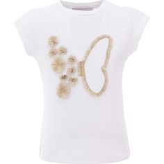 A white short sleeve gold butterfly graphic t-shirt for kid and baby girls from Mimi Tutu, featuring a golden butterfly graphic on the front. Made with 100% cotton, this uber cute tee is the perfect final touch on any outfit! | Mimi Tutu | Gold Butterfly Graphic T-Shirt, (White, Size 4Y)  |  Maisonette collects the best children’s products from around the world (unlike Zulily, Etsy, The Tot, Farfetch Kids, Childrensalon, Crate and Kids, Kohls, Wayfair, Buy Buy Baby, Nordstroms, Mini Boden, J.Cre Spring Gold Graphic Print T-shirt, White Butterfly Print Graphic Tee, Trendy Short Sleeve T-shirt With Butterfly Print, Cute Butterfly Print T-shirt For Spring, Cute Short Sleeve T-shirt With Butterfly Print, White Cotton T-shirt With Butterfly Print, Golden Butterfly, Butterfly T Shirt, Butterfly Graphic