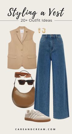 How to Style a Vest? 20+ Waistcoat Outfit Ideas Summer Casual Comfy Outfit, Summer 24 Outfit Ideas, Trendy Vest Outfit, Styling A Vest, Waistcoat Outfit, Vest Outfits For Women