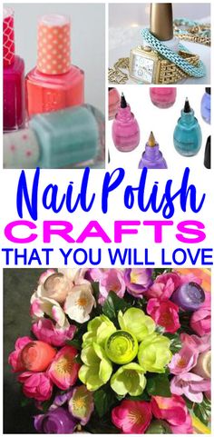 Nail polish bottle crafts. Easy DIY crafts projects to use old nail polish bottles. Check out the BEST nail polish bottle hacks to make amazing a cute room decor, school supplies, jewelry organizer and more. Great gift ideas for nail polish lovers. Nail Polish Ideas, School Hacks Diy, Nail Polish Hacks