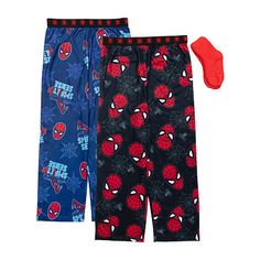 Get your little or big boy ready for bed in fun superhero style thanks to this Disney Collection Spiderman 3-piece pajama set. It includes 2 pairs of soft jersey pull-on pants in assorted Spiderman prints and a pair of fluffy socks. Team them with his favorite pajama tops or t-shirts. # Pieces In Set: 3Included: 1 Pair(s) of SocksCharacter: SpidermanClosure Type: Full ElasticFiber Content: 100% PolyesterFabric Description: JerseyCare: Tumble Dry, Machine WashCountry of Origin: Imported Spiderman Pajama Pants, Spiderman Prints, Spiderman Pajamas, Superhero Fashion, Spiderman 3, Fluffy Socks, Big Boy, Kids Pajamas, Pajama Top