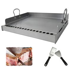 PRICES MAY VARY. Universal Fit: 23"x15.7" stainless steel griddle fits most gas & charcoal grills, incl. 【Fit Perfectly】►Fit for Weber Cuisinart,Traeger, Char-Griller, Masterbuilt Cabinet, Z GRILLS, Blackstone, Royal Gourmet and more.Please check and compare dimensions with your grills before place order Durable Material: Heavy-duty 12-gauge stainless steel with non-stick surface for easy cooking & cleaning. Efficient heating:Ventilated construction and jalapeño grill enhance the heating perform Propane Griddle, Bbq Stove, Grill Scraper, Stainless Steel Griddle, Charcoal Stove, Flat Top Griddle, Flat Top Grill, Electric Griddle, Griddle Cooking