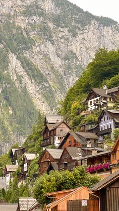 the village is surrounded by mountains and trees