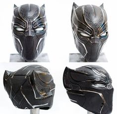 four different views of the black panther mask