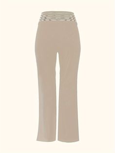 kkboxly Solid Color Bootcut Pants, Elegant High Waist Pants, Women's C – Kkboxly™ Chic Beige Elastane Pants, Beige Stretch Straight Dress Pants, Beige Stretch Wide Leg Dress Pants, Beige Stretch Wide-leg Dress Pants, Beige Full-length Elastane Bottoms, Fitted Beige Elastane Pants, Stretch Beige Elastane Bottoms, Beige High Stretch Casual Pants, Pants Elegant