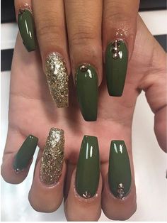 St Patricks Day Nails, Dark Green Nails, Green Nail, Super Nails, Ballerina Nails, Acrylic Nails Coffin, Prom Nails