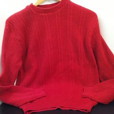 Vintage 90s Bill Blass Menswear Xxl Ribbed Cable Knit Sweater Cotton Hand-Framed Made In El Salvador Easy Care In Bold Saturated Shade Of Red. In Pre-Owned* Condition With Faint Discoloration Spot At Front Left Chest - See Pics. I#T1038 Ensure It Will Fit - Flat Lay Seam To Seam Measures Approx: Shoulder: 17 " Chest: 22 " Length: 26 " Hemline: 14 " Sleeves: 24 " Weight: 1 -Lb 6 - Oz Condition: Items Are Quality Pre-Owned*, Stylish, Gently Loved Items With Unique Finishes And Details Unless Other Red Knitted Sweater Men, White Pullover Sweater, Shade Of Red, Sweater Cotton, Bill Blass, Collar Cardigan, Ribbed Turtleneck, Sweaters Crewneck, Cable Knit Sweater