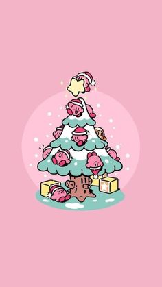 a cartoon christmas tree with presents on it