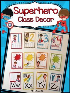 the superhero class decor poster is displayed