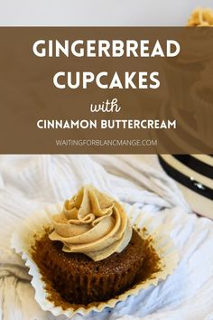 a chocolate cupcake with cinnamon butter frosting