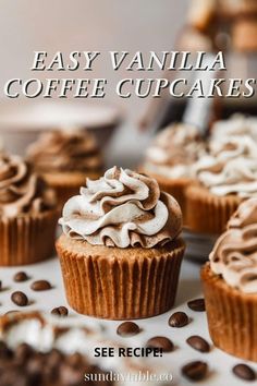 easy vanilla coffee cupcakes with chocolate frosting