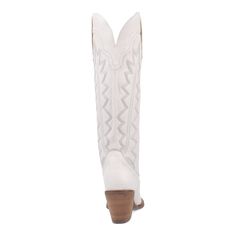 Take your standards to the next level with the Dingo 1989 High Cotton Boot. This boot has it all: the classic western stitching and body, but with a chic twist. The fashion snip toe, 16-inch height and 3” heel brings this boot and any outfit you pair it with to the highest degree. White Boots For Western-themed Fall Events, White Wide Calf Western Knee-high Boots, White Western Knee-high Boots With Wide Calf, White Leather Boots For Western-themed Events, White Pointed Toe Boots For Western-themed Events, Leather Knee-high Boots For Ranch In Spring, White Snip Toe Heeled Boots For Ranch, White Snip Toe Heeled Boots For Rodeo, White Snip Toe Mid-calf Boots For Rodeo