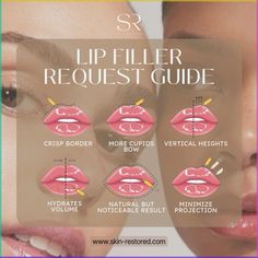 Plump up your pout with these lip filler guide! 👄 ✨ Book your appointment now or just click the link in my bio. 📲 👩🏻‍⚕️Preeti Kaur-Board Certified Nurse Practitioner 📞559-369-4090 📩 info@skin-restored.com #skincare #botox #beauty #antiaging #aesthetics #fillers #juvederm #medicalspa #skin #microneedling #lipfiller #injectables #filler #laser #facial #spa #laserhairremoval #lips #esthetician #dermalfillers #prp #selfcare #centralvalley #california #fresnocalifornia #laser #skinrestored #fresno #beforeandafter Needle Less Lip Filler, How To Inject Lip Filler, Lip Filler Ideas, Lip Filler Injection Points, Lip Fillers Healing Process, Fake Lip Filler Makeup, Babydoll Lip Filler, Types Of Lip Filler Shapes, First Time Lip Fillers