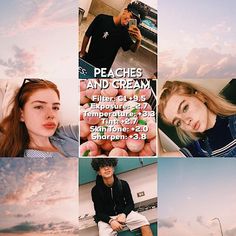 a collage of photos with people in the background and text that reads peaches and cream