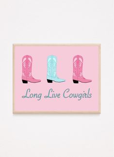 Western Print Cowboy Boots Cowgirls Long Live Cowgirls - Etsy Retro Western Aesthetic, Teal Boots, Boutique Store Displays, Dorm Room Accessories, Cowgirl Room, Western Quotes, Boots Cowgirl, Paint Nite, Easy Canvas Art