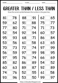 a printable worksheet for numbers to be written in the form of a table