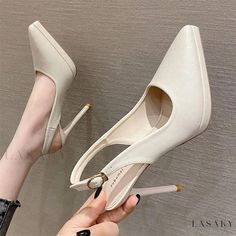 Lasaky - Ladies' High-Heel Slip-On Shoes Korean Heels, Kids Leather Shoes, Kids Snow Boots, Closed Toe Sandals, Womens Sandals Summer, Stylish Sandals, Slingback Sandals, Snow Boots Women, Leather Shoes Woman