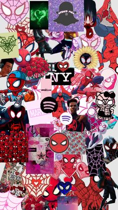 a collage of spider - man and other superheros with the word ny on them