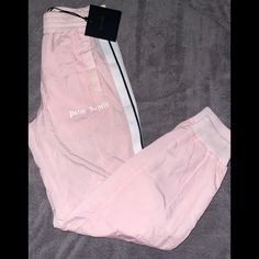 Palm Angels Track Pants Windbreaker Material Men’s Size M Unisex Tapered/Jogger Bottoms Brand New With Tags Pink Palm Angels Shorts, Palm Angels Track Pants, Palm Angels Pants, Pink Tracksuit, Palm Angels, Pants Color, Pink Glitter, Pants Outfit, Track Pants